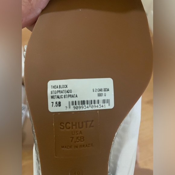 SCHUTZ Thea Ankle Tie Block heel sandal in Silver - Picture 9 of 12